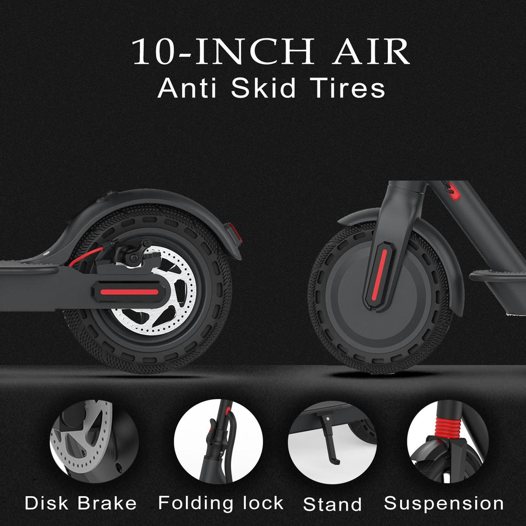 BREEZE Folding Electric Scooter 15 MPH Max Speed with LED Headlights,  One-Step Fold, 8.5 In. Solid Tires, 264 Lbs. Max Weight, 28 Miles Max Distance, Electric Scooter for Commute and Travel, Black