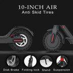 BREEZE Folding Electric Scooter 15 MPH Max Speed with LED Headlights,  One-Step Fold, 8.5 In. Solid Tires, 264 Lbs. Max Weight, 28 Miles Max Distance, Electric Scooter for Commute and Travel, Black