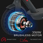 BREEZE Folding Electric Scooter 15 MPH Max Speed with LED Headlights,  One-Step Fold, 8.5 In. Solid Tires, 264 Lbs. Max Weight, 28 Miles Max Distance, Electric Scooter for Commute and Travel, Black