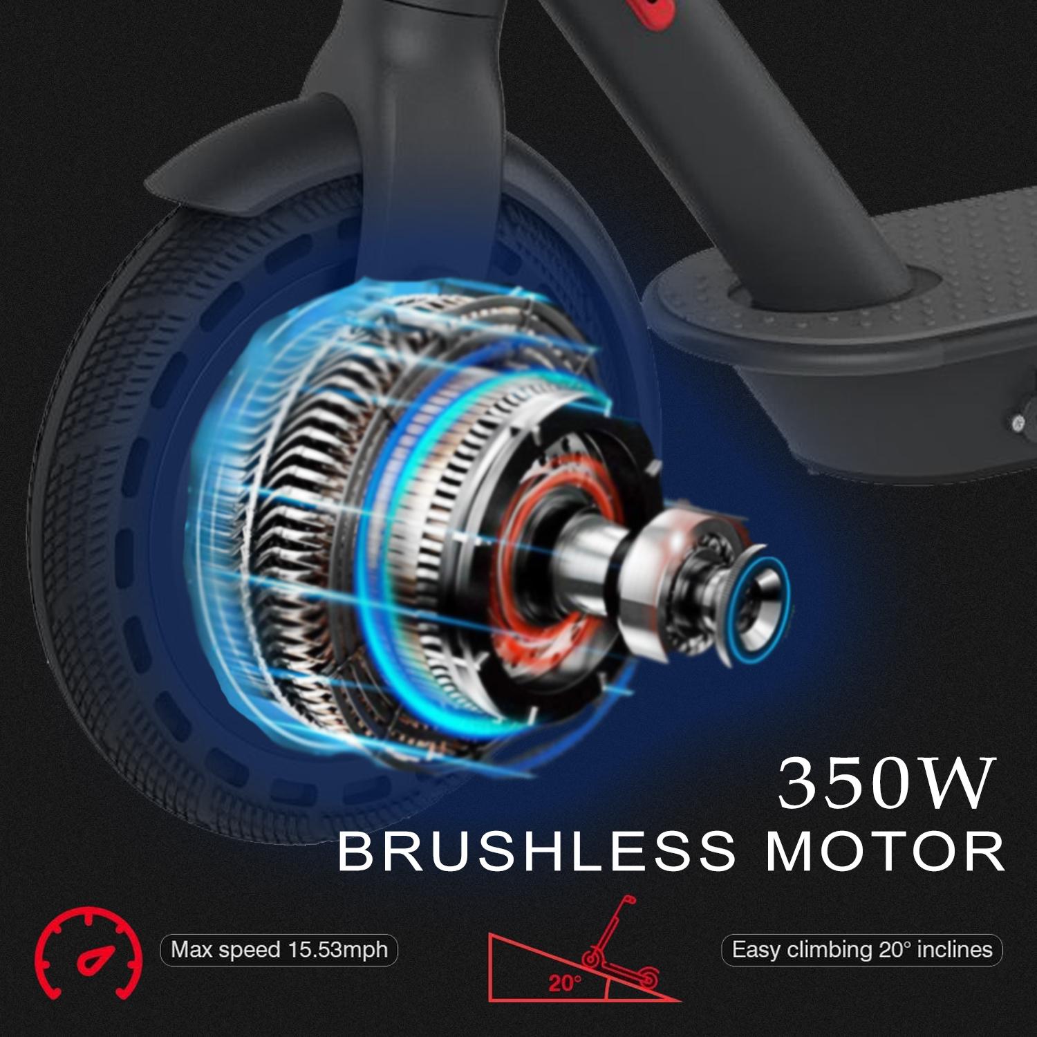 BREEZE Folding Electric Scooter 15 MPH Max Speed with LED Headlights,  One-Step Fold, 8.5 In. Solid Tires, 264 Lbs. Max Weight, 28 Miles Max Distance, Electric Scooter for Commute and Travel, Black