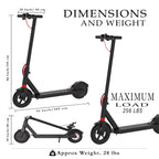 BREEZE Folding Electric Scooter 15 MPH Max Speed with LED Headlights,  One-Step Fold, 8.5 In. Solid Tires, 264 Lbs. Max Weight, 28 Miles Max Distance, Electric Scooter for Commute and Travel, Black