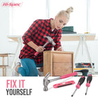 Tool Kit, General Household Hand Tool Set with Toolbox StoraCase, All-in-One Compact Toolkit for DIY & Dorm Use, Pink | 38pc, everyday fixes made easier, organized portable storage, beginner-friendly selection, apartment and office tasks, t