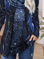 Spliced Printed Casual Loose Long-sleeved T-shirt