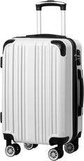 Luggage Expandable(only 28") Suitcase PC+ABS Spinner 20in 24in 28in Carry on (white grid new, L(28in))