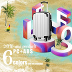 Luggage Expandable(only 28") Suitcase PC+ABS Spinner 20in 24in 28in Carry on (white grid new, L(28in))