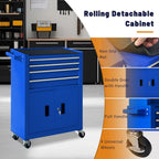 13-Drawer Rolling Tool Chest with Double Doors, 2 in 1 Detachable Rolling Tool Chest Combo, Mobile Tool Cabinet with Drawers, Metal LarLockable Tool Box for GaraWorkshop (Blue)