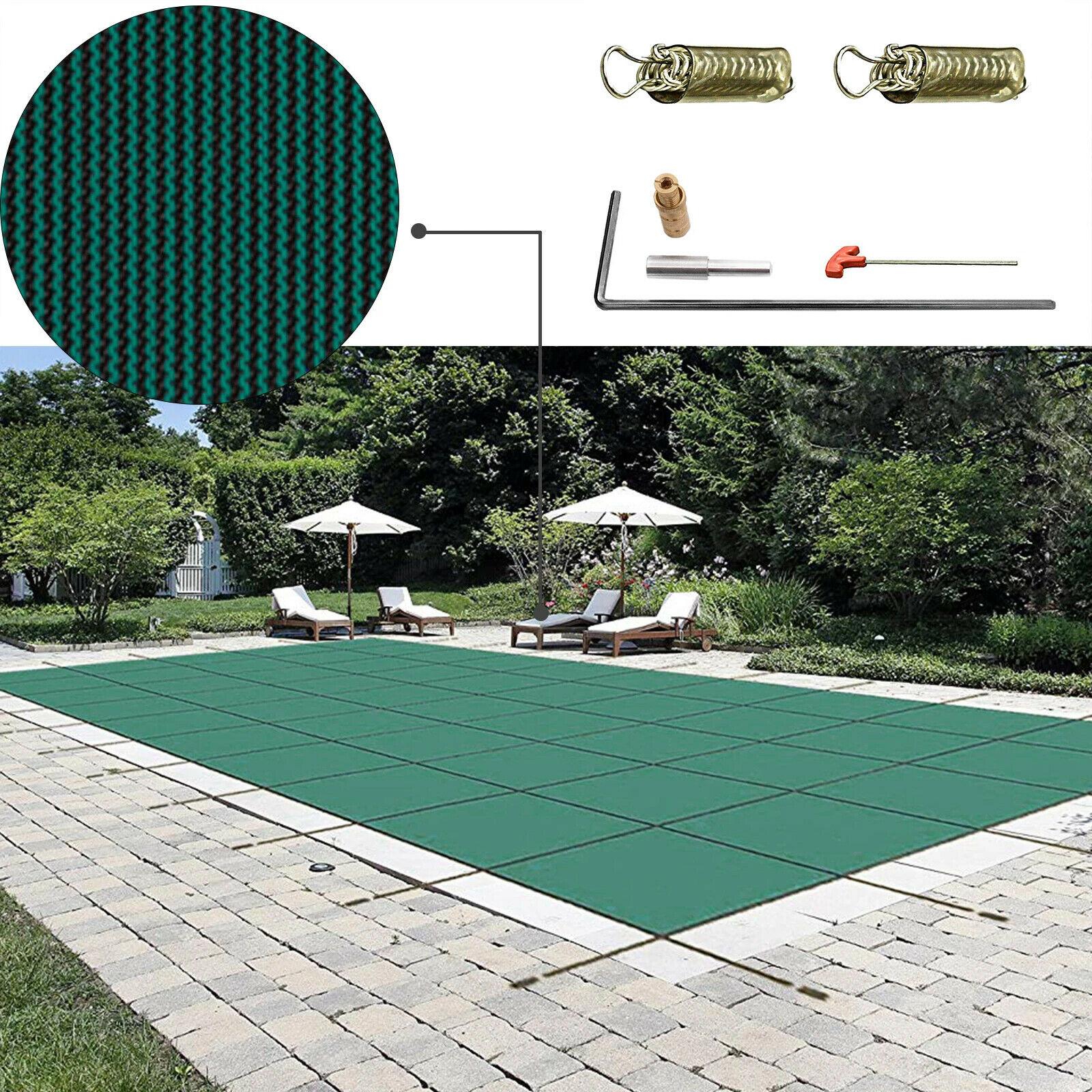winter swimming pool cover safety cover rectangle inground pool mesh