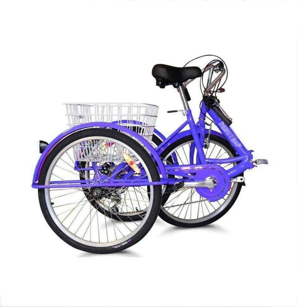 HKPLDE Adult Bike Tricycle Comfortable Bicycle Tricycle for Adults, Trikes 24 Inch 3 Wheel Bikes with Shopping Basket Shopping Sports Leisure