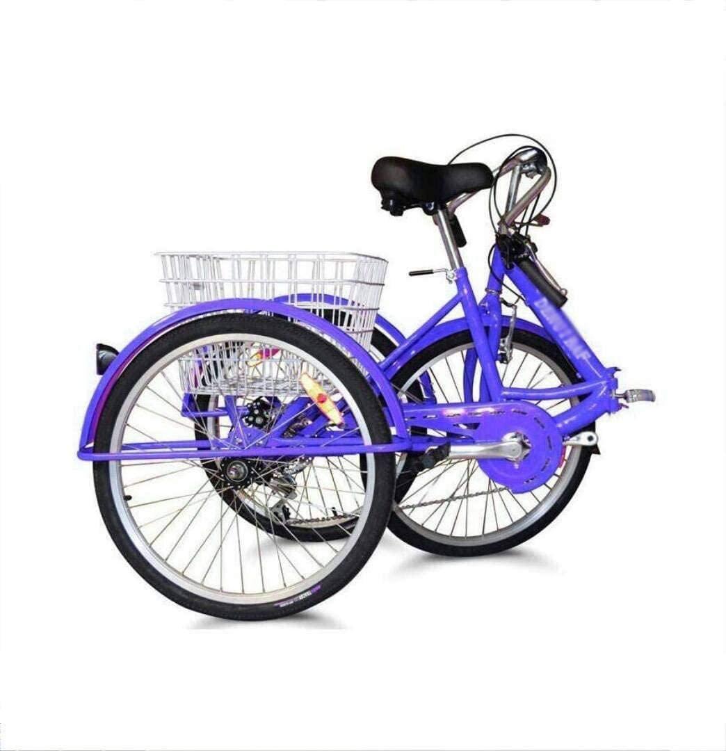 HKPLDE Adult Bike Tricycle Comfortable Bicycle Tricycle for Adults, Trikes 24 Inch 3 Wheel Bikes with Shopping Basket Shopping Sports Leisure