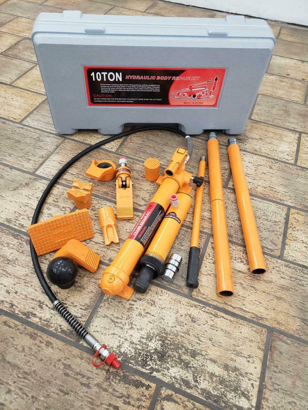 10 Ton Porta Power Hydraulic Jack Auto Body Frame Repair Kits Lift Ram 2 m Hose