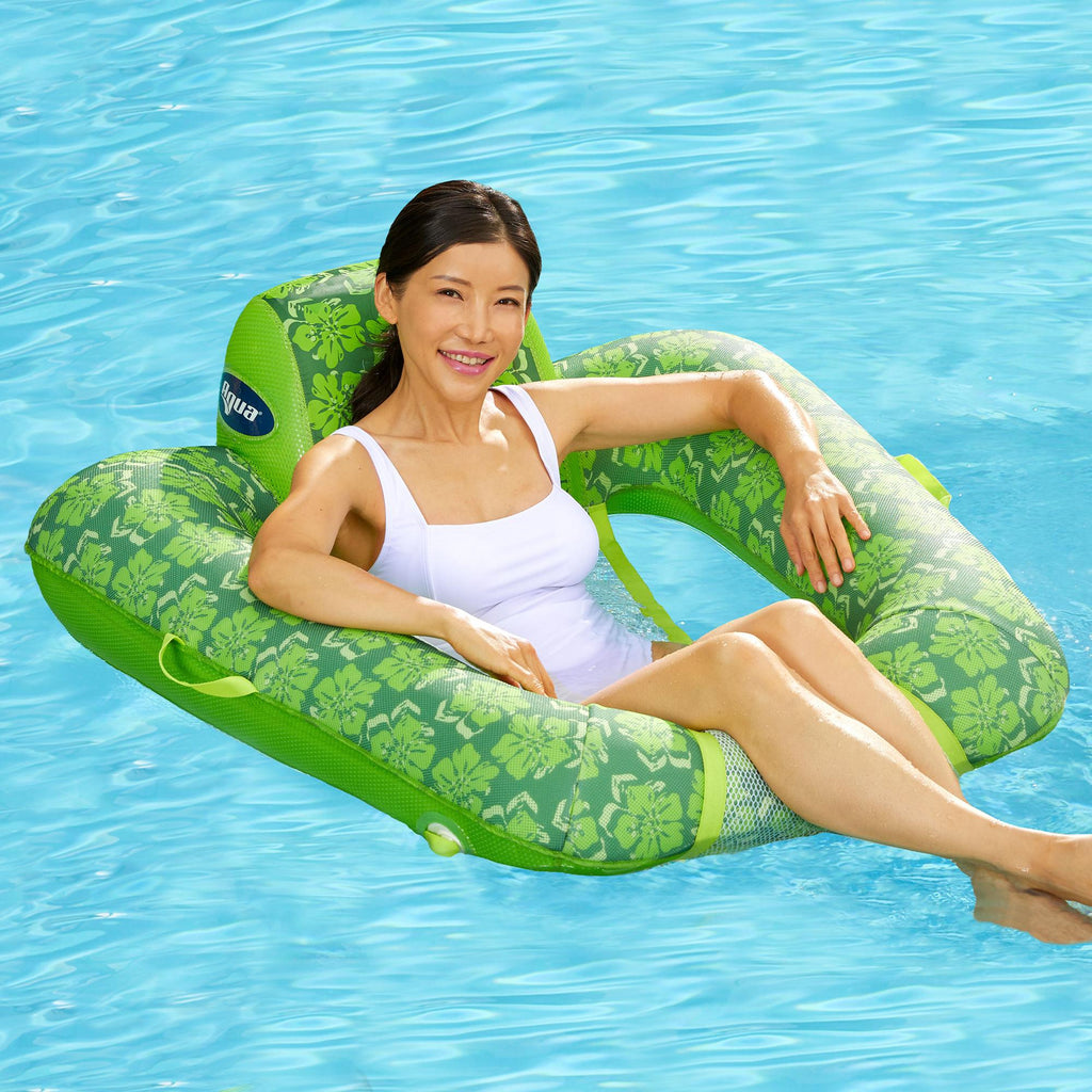 Aqua Leisure Inflatable Swimming Pool Lounger Chair Float with Canopy and Zero Gravity Inflatable Swimming Pool Recliner Mesh