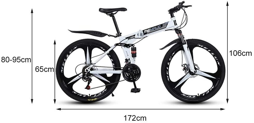 Bike Mountain Foldable 26-inch Adult Double Shock  Mechanical disc Brakes Suitable for Off-Road on Any Road