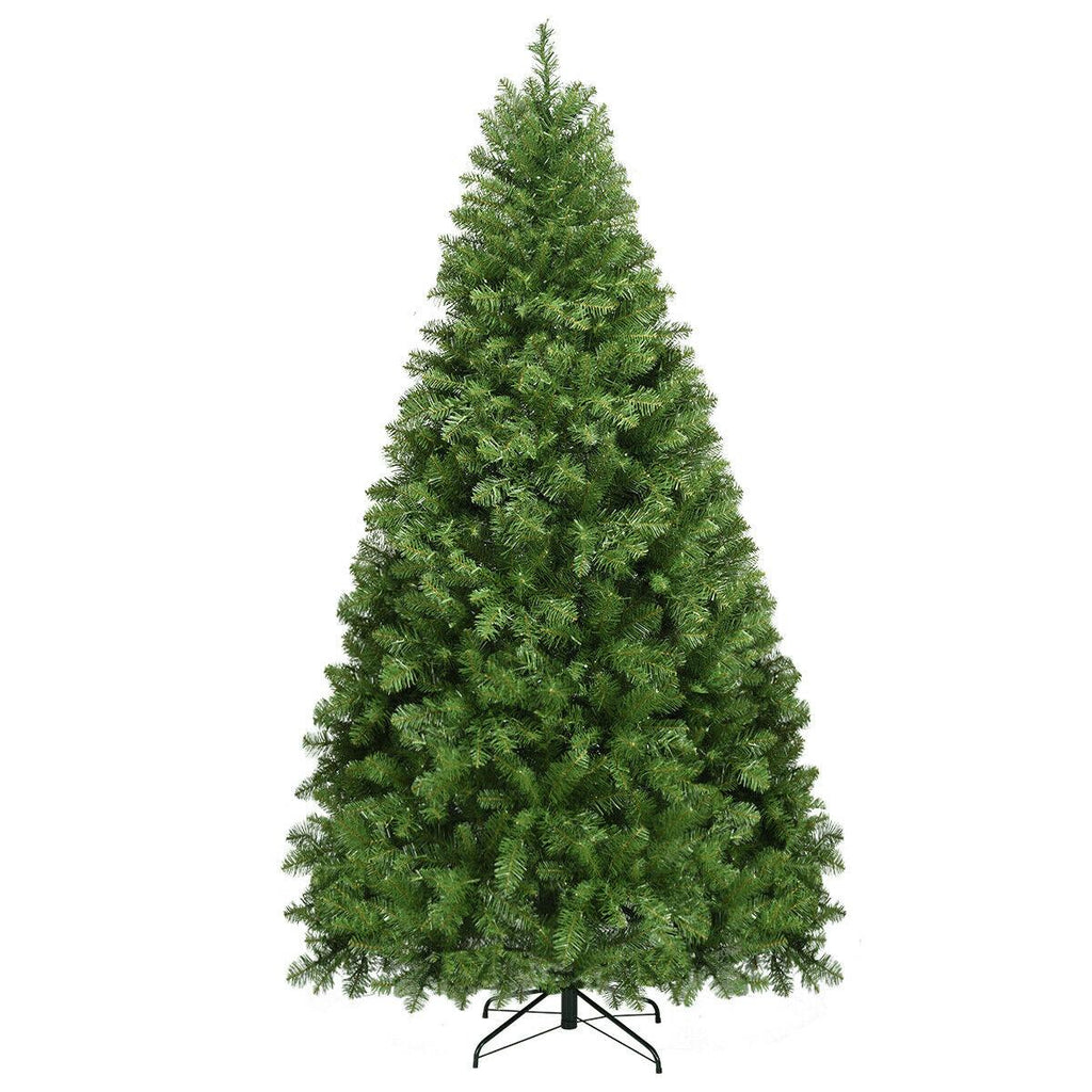 Gymax Clear Prelit 700 LED Green Hinged Full PVC Artificial Christmas Tree, with Metal Stand 7'