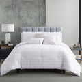 Riverbrook Home 6 pc Comforter Set, Queen, White/Gray, Boston, Clipped Jacquard, Polyfil
