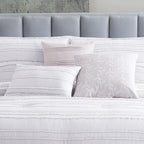 Riverbrook Home 6 pc Comforter Set, Queen, White/Gray, Boston, Clipped Jacquard, Polyfil