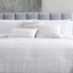 Riverbrook Home 6 pc Comforter Set, Queen, White/Gray, Boston, Clipped Jacquard, Polyfil