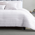 Riverbrook Home 6 pc Comforter Set, Queen, White/Gray, Boston, Clipped Jacquard, Polyfil