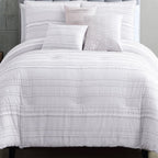 Riverbrook Home 6 pc Comforter Set, Queen, White/Gray, Boston, Clipped Jacquard, Polyfil