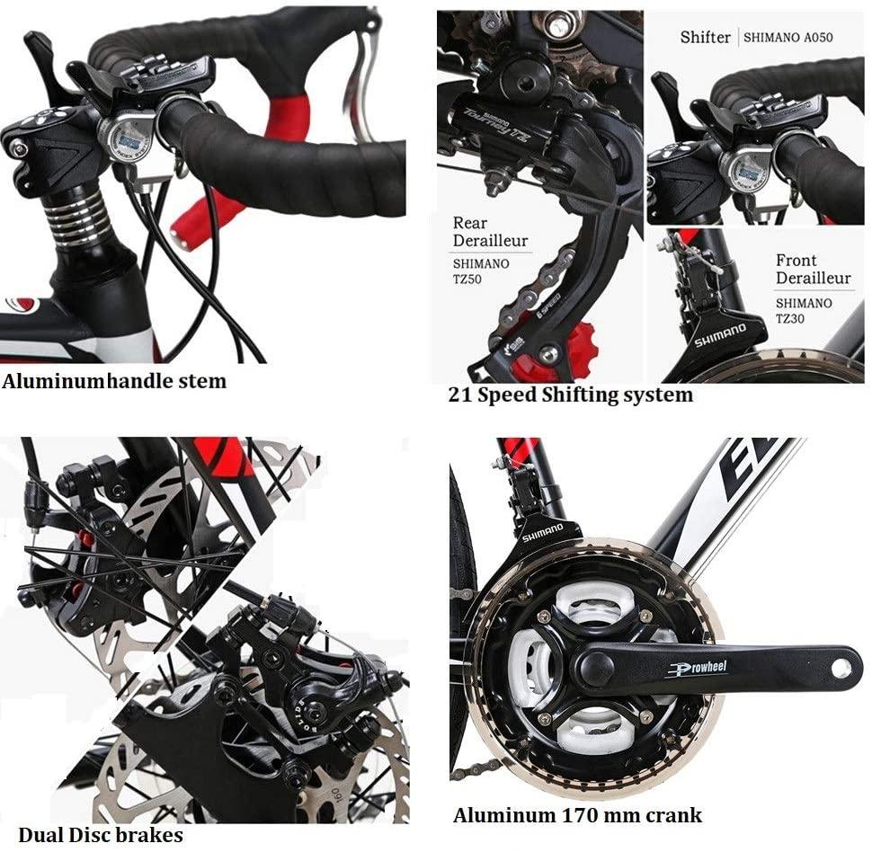 Eurobike Bikes HYXC550 700C Wheels 21 Speed Shifting Road Bike Dual Disc Brake Road Bicycle