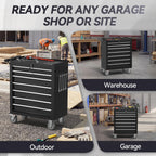 7-Drawer Rolling Tool Chest with Wheels, Metal Tool StoraCabinet with Lock&Keys and Swivel, Toolbox with Drawers, Tool Box for Warehouse,Garage, Repair Shop, Workshop (Black, 7-Drawer)