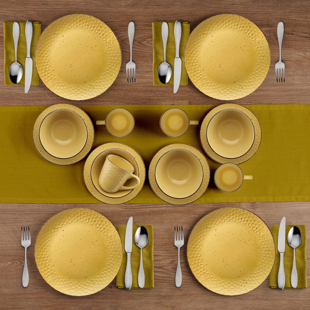 Bumble Bee Yellow 16 Piece Dinnerware Set, Service for 4