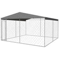 Tidyard 13'x13' Outdoor Dog Kennel with Roof Mesh Sidewalls, Lockable Latch System for Dogs