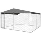 Tidyard 13'x13' Outdoor Dog Kennel with Roof Mesh Sidewalls, Lockable Latch System for Dogs