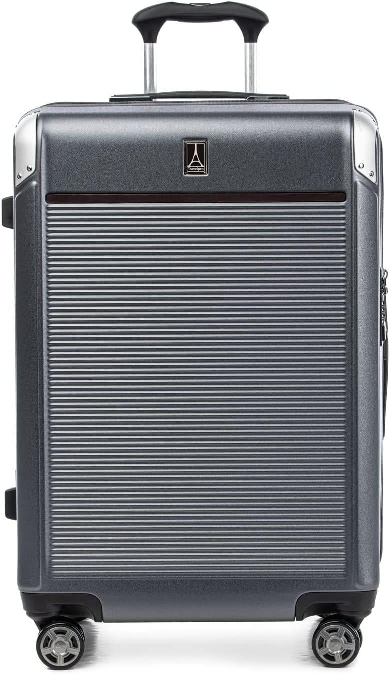 Platinum Elite Hardside Expandable Spinner Wheel Luggage TSA Lock Hard Shell Polycarbonate Suitcase,  Grey, Checked-Medium 25-Inch