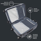 Platinum Elite Hardside Expandable Spinner Wheel Luggage TSA Lock Hard Shell Polycarbonate Suitcase,  Grey, Checked-Medium 25-Inch