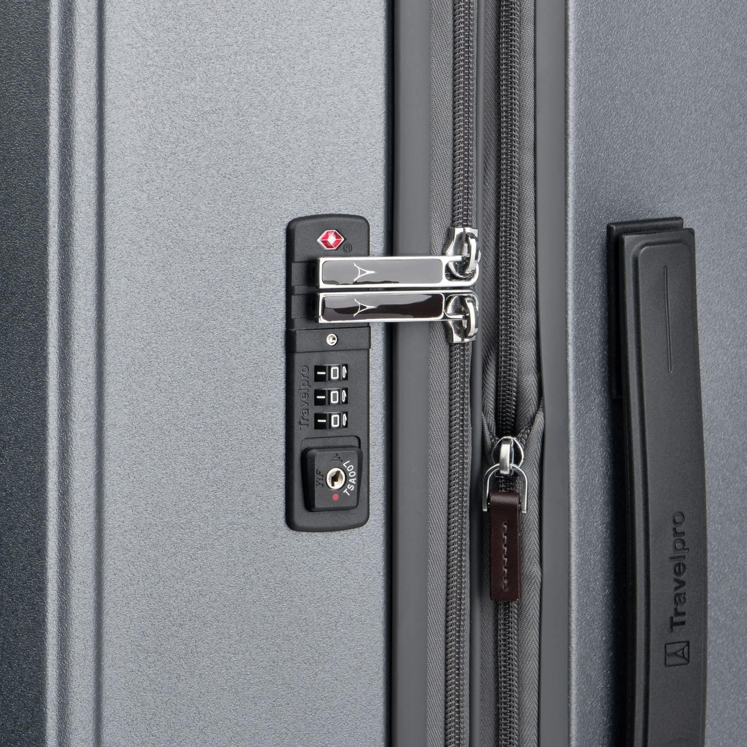 Platinum Elite Hardside Expandable Spinner Wheel Luggage TSA Lock Hard Shell Polycarbonate Suitcase,  Grey, Checked-Medium 25-Inch