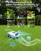Genie3000 Robot Lawn Mower - NO Wire, Full Band RTK+4-Eye Vision Robotic Lawnmower for 3/4 Acre, Auto Mapping, Multi-Zone Management, Accurate Obstacle Avoidance
