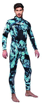SEAC Mens Body-Fit 1.5mm Neoprene Wetsuit, Camo, X-Large