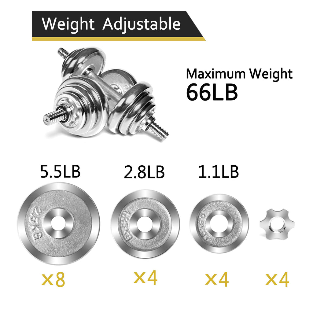 Dumbbells Barbell Set Adjustable Weight Fitness Dumbbells Set with Connecting Rod Used As Barbell for Gym Work Out Home Training Fitness Tool