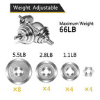 Dumbbells Barbell Set Adjustable Weight Fitness Dumbbells Set with Connecting Rod Used As Barbell for Gym Work Out Home Training Fitness Tool