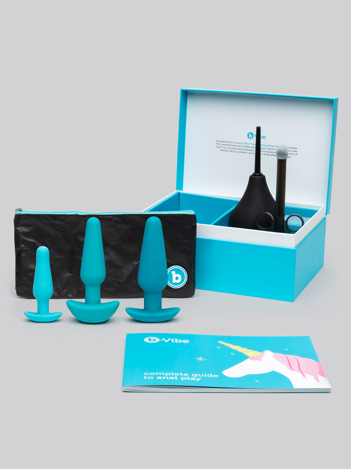 b-Vibe Rechargeable Anal Training and Education Butt Plug Set (5 Piece), Blue