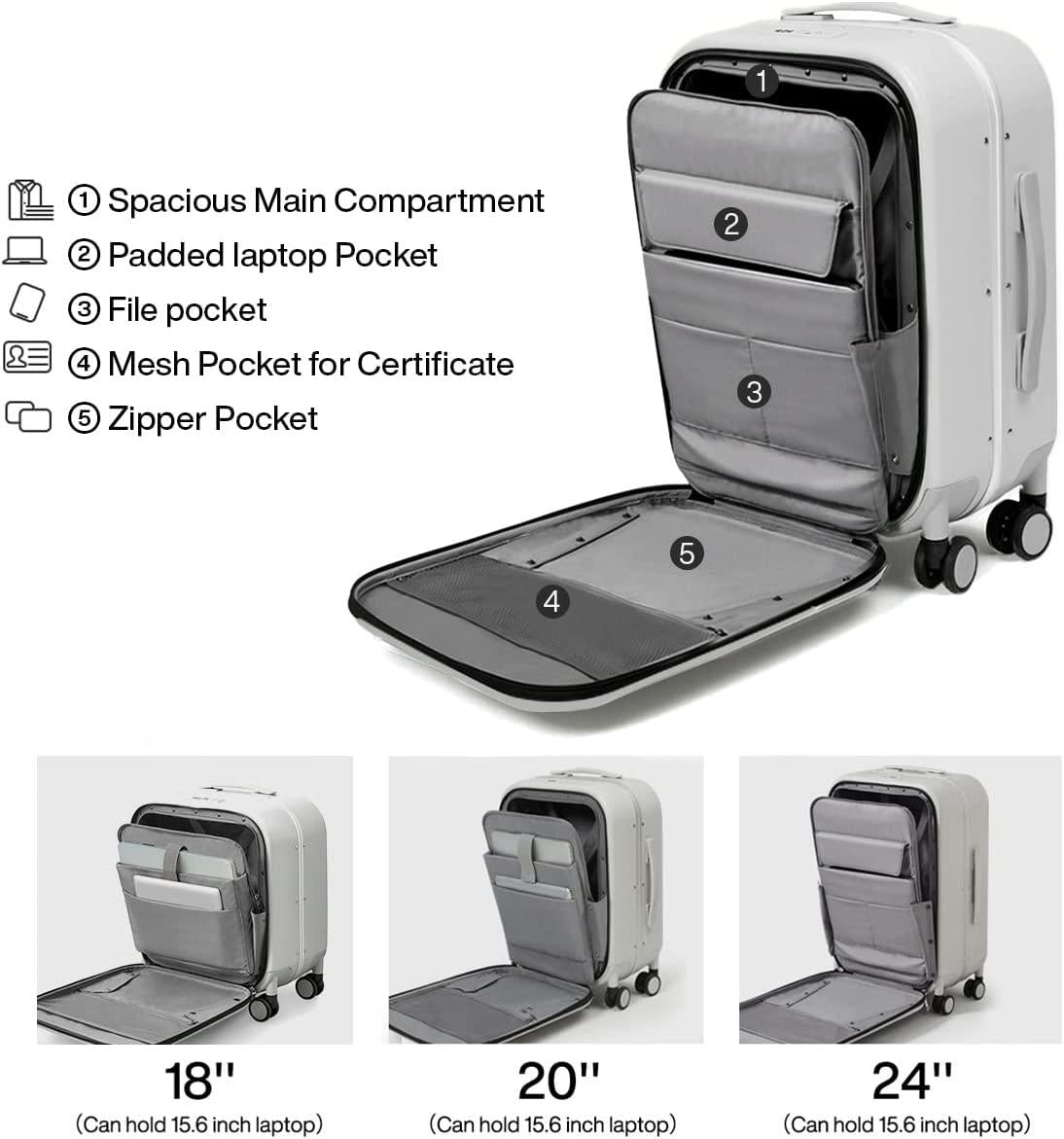 Luggage Suitcase with Spinner Wheels, 24'' Checked Travel Luggage Aluminum Frame PC Hardside with TSA Lock &amp; Cover