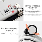 Luggage Suitcase with Spinner Wheels, 24'' Checked Travel Luggage Aluminum Frame PC Hardside with TSA Lock &amp; Cover