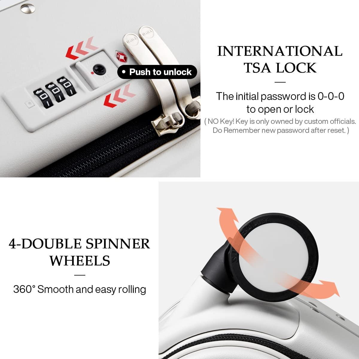 Luggage Suitcase with Spinner Wheels, 24'' Checked Travel Luggage Aluminum Frame PC Hardside with TSA Lock &amp; Cover