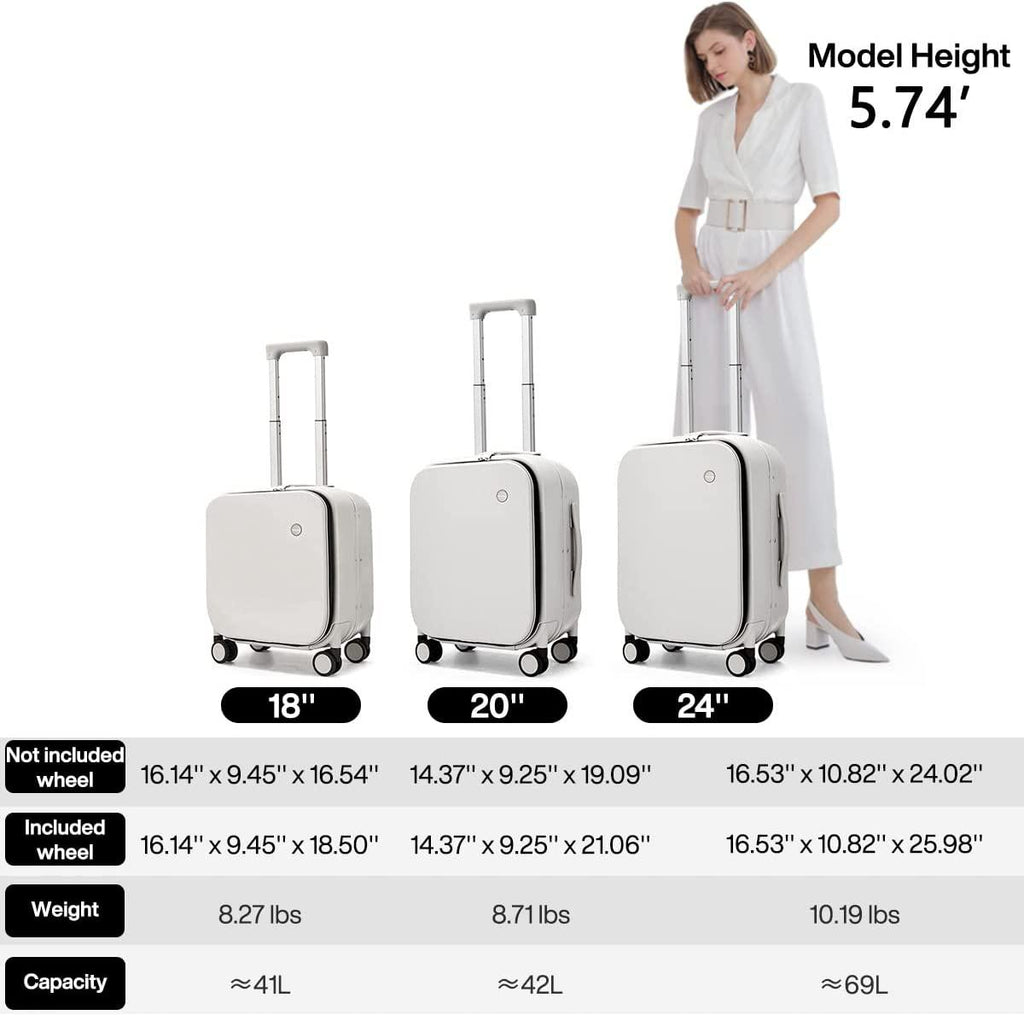 Luggage Suitcase with Spinner Wheels, 24'' Checked Travel Luggage Aluminum Frame PC Hardside with TSA Lock &amp; Cover