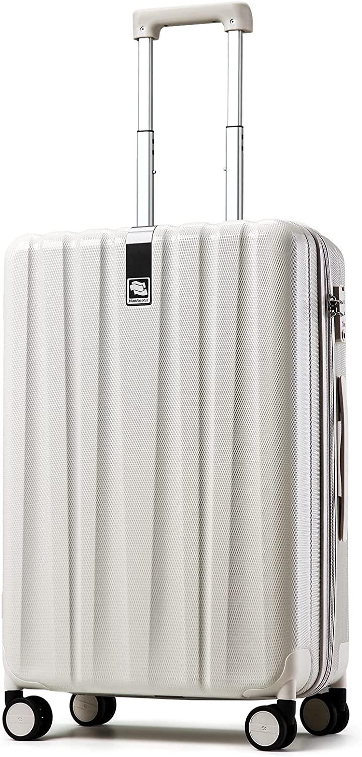 Upgrade Carry On Luggage Airline Approved, 20'' Lightweight Hardside Suitcase PC Hardshell Luggage with Spinner Wheels &amp; TSA Lock,Carry-On 20-Inch(Ivory White)