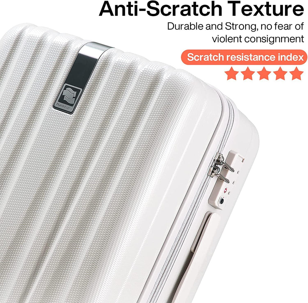 Upgrade Luggage Suitcases With Spinner Wheels Lightweight PC hardside Rolling Suitcase With TSA Lock, Checked-Large 29-Inch(Ivory White)
