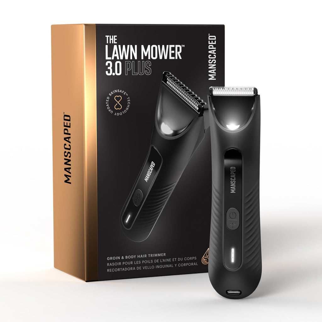 Lawn Mower3.0 Plus Groin &amp; Body Hair Trimmer – Updated SkinSafeTrimmer Blade, Waterproof Wet/Dry Groomer, USB-C Rechargeable, Men’s Wireless Ball Shaver, Tuxedo Black