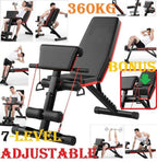 Unique Weight Bench Adjustable Utility Exercise Workout Bench with Barbell Rack and Preacher Pad Leg Extension for Full Body Home Gym Strength Training Multi-Purpose Folding Flat Incline Decline Bench