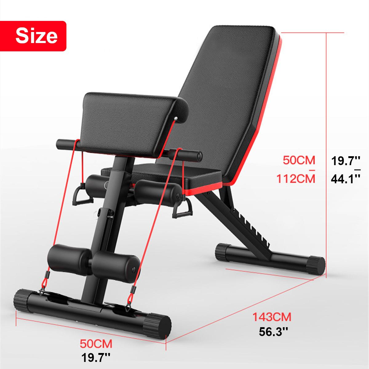 Unique Weight Bench Adjustable Utility Exercise Workout Bench with Barbell Rack and Preacher Pad Leg Extension for Full Body Home Gym Strength Training Multi-Purpose Folding Flat Incline Decline Bench