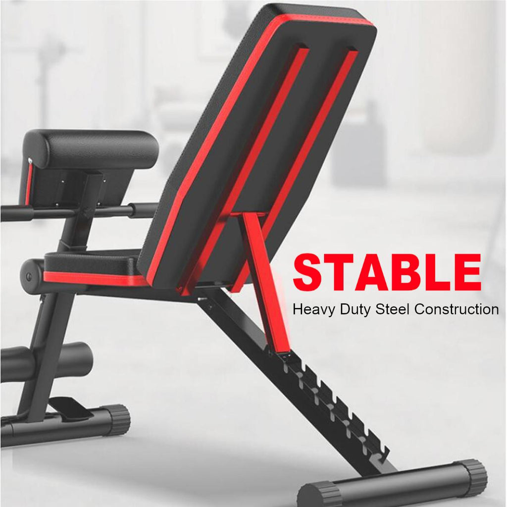 Adjustable Weight Bench w/ Fitness Rope - Foldable Sit Up Bench - Dumbbells Bench - Decline Incline Flat Abs Bench | Home Gym Flat Fly Weight Press Fitness - Utility Weight Bench for Full Body Workout