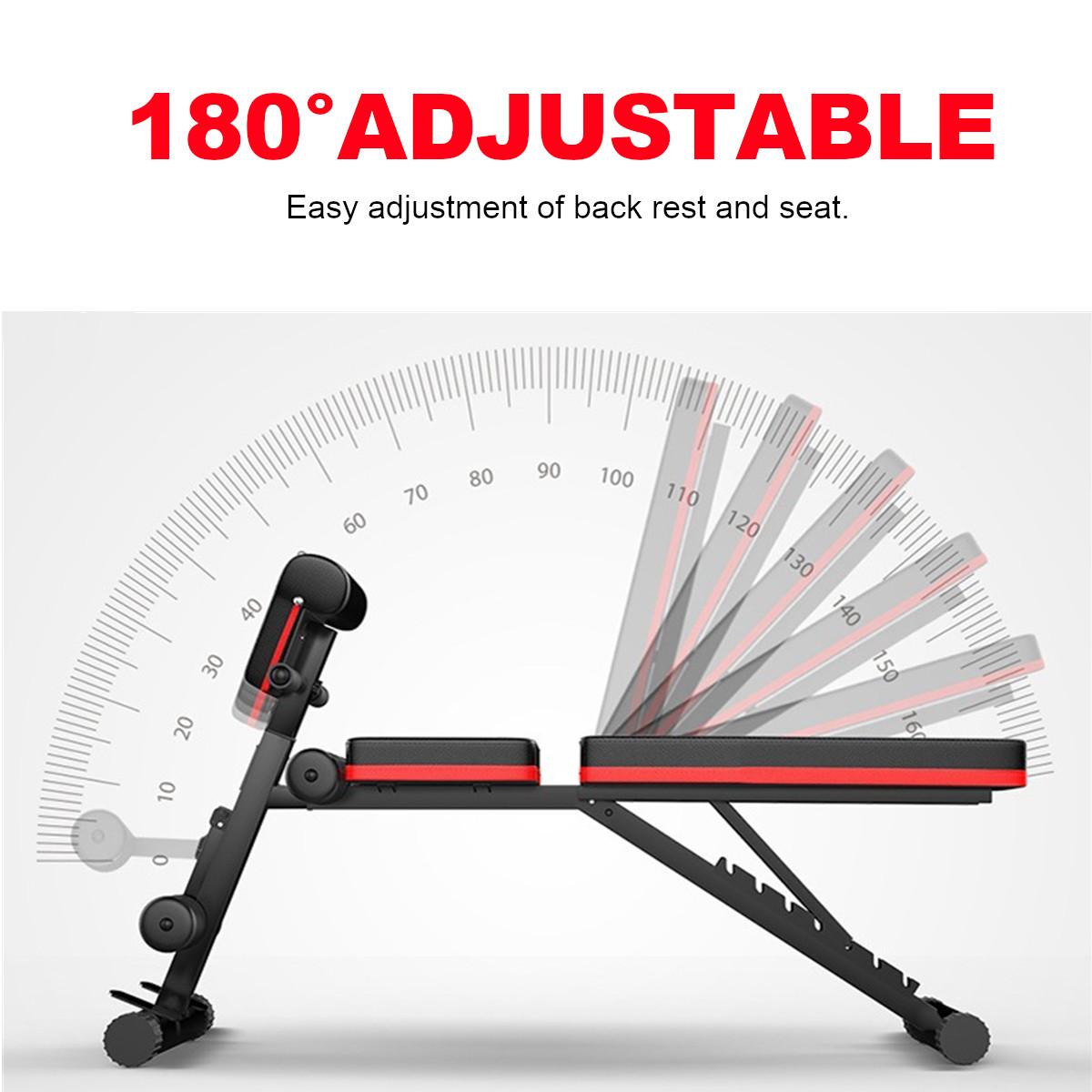 Unique Weight Bench Adjustable Utility Exercise Workout Bench with Barbell Rack and Preacher Pad Leg Extension for Full Body Home Gym Strength Training Multi-Purpose Folding Flat Incline Decline Bench