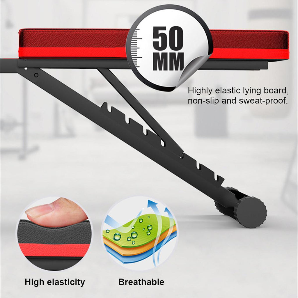 Adjustable Weight Bench w/ Fitness Rope - Foldable Sit Up Bench - Dumbbells Bench - Decline Incline Flat Abs Bench | Home Gym Flat Fly Weight Press Fitness - Utility Weight Bench for Full Body Workout