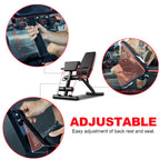 Adjustable Weight Bench w/ Fitness Rope - Foldable Sit Up Bench - Dumbbells Bench - Decline Incline Flat Abs Bench | Home Gym Flat Fly Weight Press Fitness - Utility Weight Bench for Full Body Workout