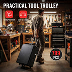 799pcs Mechanic Tool Set with Aluminum Trolley Case,Home Repair Tool kit,Complete Tool Box Set for Home,Automotive,Dorm,Garage,Black
