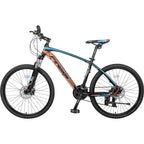 Musuos 26 Inches Aluminum Mountain Bike, Blue Oran24 Speed Bicycle